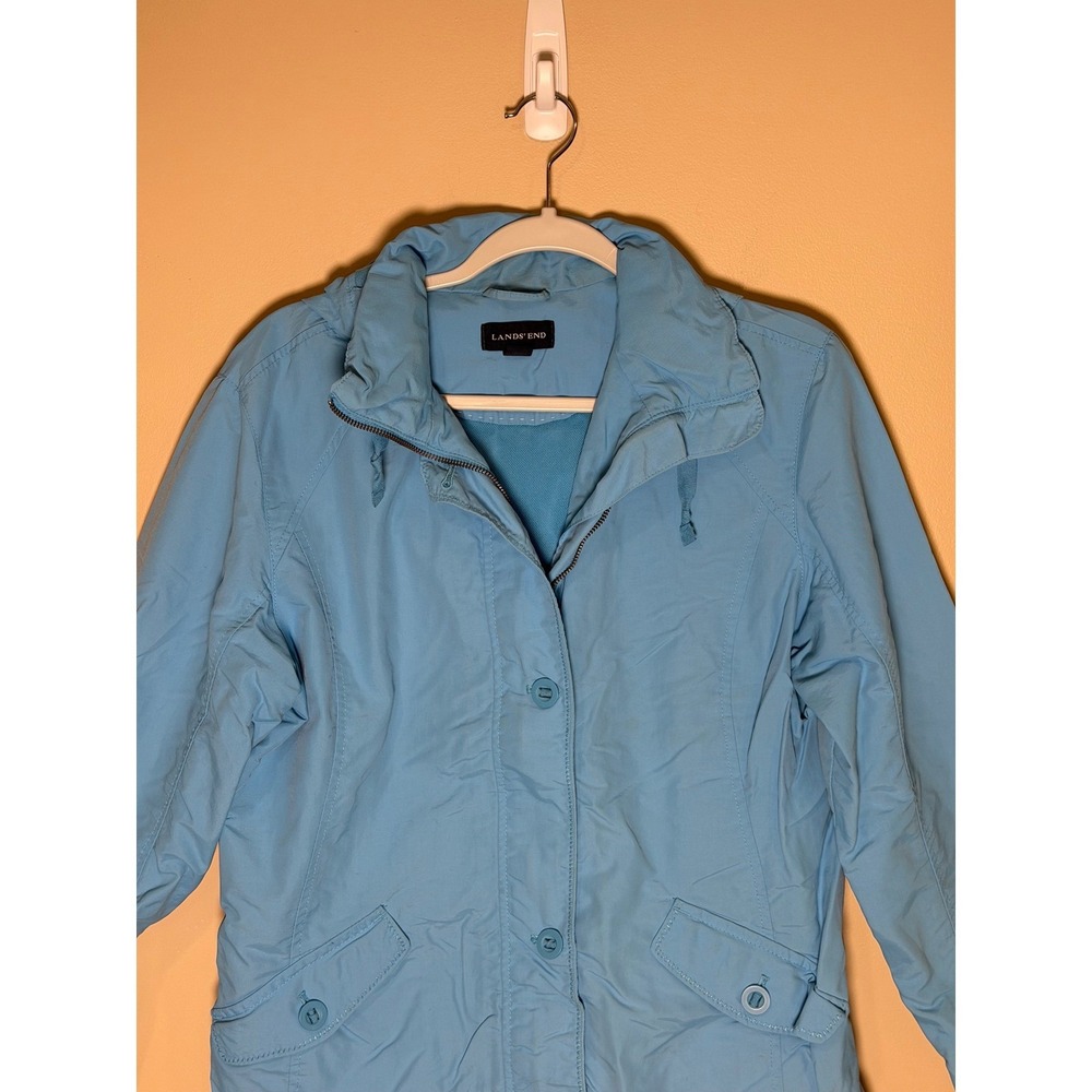 Lands‎ End Womens Hooded Windbreaker Jacket Blue Medium M 10-12 Coastal Utility - Picture 4 of 6